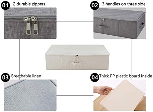 iwill CREATE PRO 2er-Pack, faltbare Aufbewahrungsboxen mit Deckel unter dem Bett, platzsparende Aufbewahrungsboxen für Schlafzimmer, Kleiderschrank, Dachboden, Beige