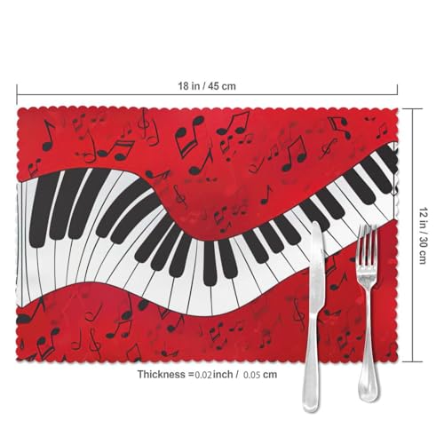 Set de table notes de musique en polyester lavable 30x45 cm lot de 6