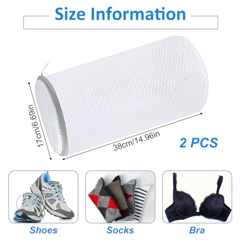 2 Stück Schuhwaschbeutel Waschmaschine, Schuhbeutel Waschmaschine Wiederverwendbare, Waschbeutel Schuhe mit Reißverschluss, Wäschesack Schuhe für Schuhe Sneaker Socken Reise Wäschenetz Schuhe