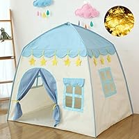 kids play tent princess prince castle play tent large children playhouse with fairy lights oxford fabric EN71 ASTM Certified indoor outdoor toddler toys Christmas & birthday gift for kids (Blue)