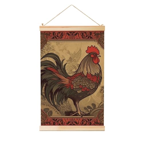 Poster vieux coq avec cadre en bois moderne LHCVSFGW pour salon