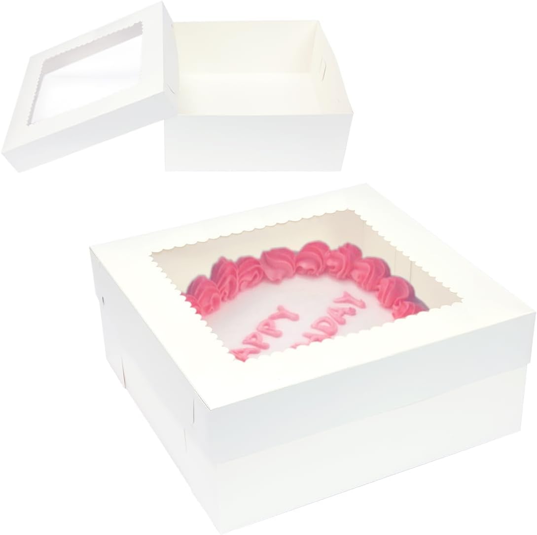 12 Pack 16x16 x 6 Inch Cake Boxes,White Cake Boxes,Bakery Pastry Containers for Cakes Cupcake Cookie Pie Treat Party Supplies Favors
