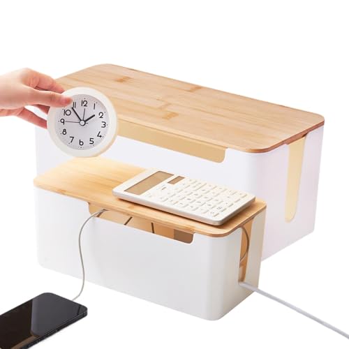 Organizador de gestión del cable Case-2x Datos de gestión de cables Caja de almacenamiento de cables | Para ocultar cables, con secciones de cables, decoración del hogar para sistemas