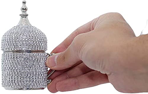 LAZWARD Turkish Coffee Espresso Cup with Inner Porcelain, Metal Holder, Saucer and Lid one cup for one person (Crystal-Silver)