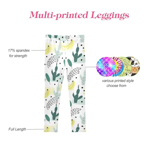 CaTaKu Girls Leggings Cactus Bananas Leggings for Girls Kids Athletic Workout Yoga Pants Size 4-10T4