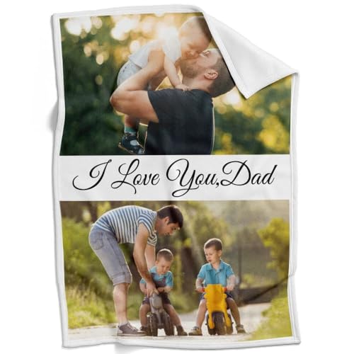 Image of inkArts Personalized Blanket, Custom Blanket with Photo, Customized Picture Blankets, Custom Photo Blankets, Personalized Fathers Day Blanket Gifts for Dad Baby Kid Family