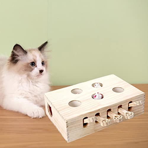 Boîte puzzle bois pour chat avec balles et souris interactive