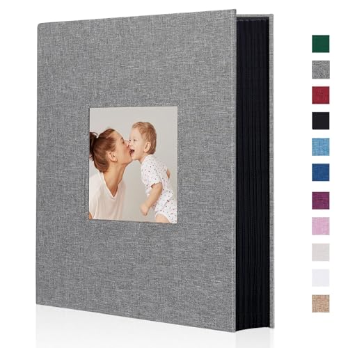 Artmag Fabric Photo Album 4x6 300 Large Capacity for Family Wedding Anniversary Linen Album Holds 300 Horizontal Photos (300 Pockets, Grey)