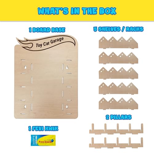 Image of Toy Car Garage Wall Rack for Kids | Parking Garage for Hot Wheels Cars | Holds 20 Cars | Wooden /MDF Toy Garage Wall Hanging | Kids Room Toy Parking (Carss Not Included) (Pack of 3)