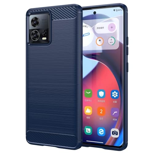 Image of NPRC Hybrid Ultra Slim Protective Case TPU Non-Slip Carbon Fiber Texture Shockproof Case Cover for Moto Edge 30 Fusion - Blue