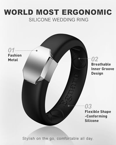Image of Egnaro Silicone Wedding Bands Women, Inner Arc Ergonomic Breathable Design
