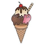 Azeeda 'Ice Cream Cone' White Premium Vinyl Decal Sticker – Waterproof, Durable & Easy to Apply - Ideal for Car Bumpers, Windows, Bins and More - Large (210mm) (DW00032571)