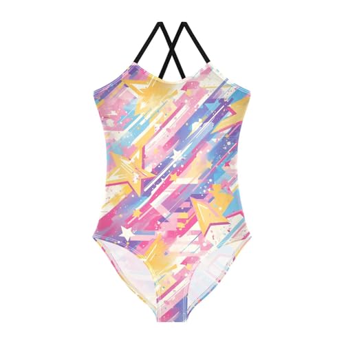 KLL Spray Paint Rock Star Toddler Girl 1 Piece Swimsuits Beach Swimming Suits Adjustable Shoulder Strap Quick Dry