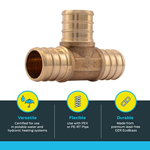 Sharkbite 3/4 Inch Crimp Tee, Pack Of 10, Brass Plumbing Fitting, Pex Pipe, Pe-Rt, Uc370Lfa10 #TOP2