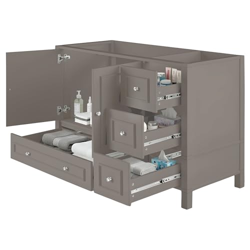 Alaterre Furniture Williamsburg 48 Inch Bathroom Vanity - Freestanding Cabinet Without Sink - Large Wood Vanity with Soft-Close Doors (Gray)