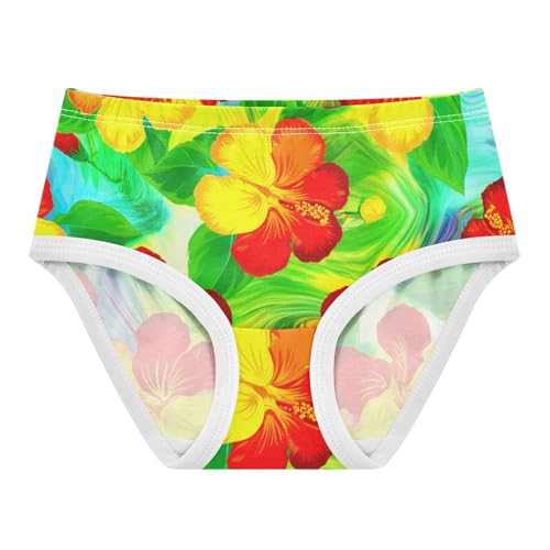 Tropical Hibiscus Flowers Yellow Petals Toddler Underwear Floral 2t Cotton Little Girl Panties Fun Undies Kids Briefs
