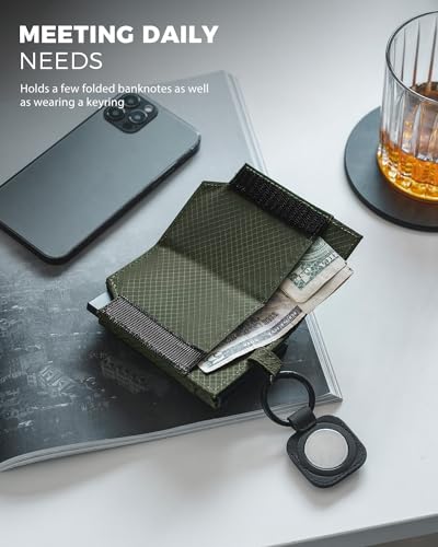 Image of VULKIT Bifold Pop up Card Holder with Money Compartment Business Card Case Minimalist Front Pocket Wallet for Men (Army Green)