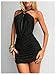 SHENHE Women's Sexy Halter Deep V Plunge Open Back O Ring Chain Ruched Bodycon Mini Dress Black Medium