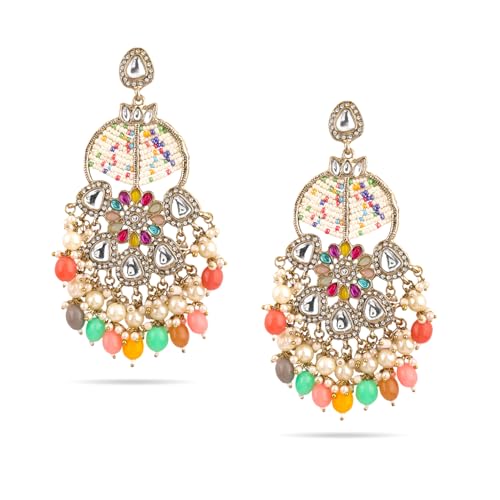 Image of Rubans Chandbali Earrings Gold Plated Kundan Jewellery Gift for Women & Girls