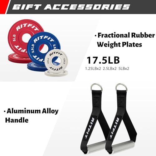 Image of RitFit Multi-Function Garage & Home Gym Package Includes 1200LBS Power Cage PPC03 /P3 with Cable Crossover System, Weight Bench, Olympic Barbell Weight Set, Full Body Workout