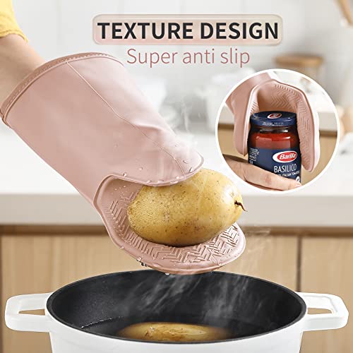 Pazash Oven Mitts Set, Heat Resistant 600F Silicone Oven Mitts, Soft Lining Good Grip Oven Mitt Set, Waterproof Mitt Potholders, Oven Gloves And Food Tong Sets,For Grilling, Baking, Cooking #TOP3