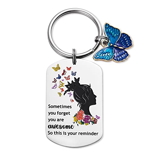Cadeaux inspirants pour femme - Porte-clés papillon et libellule - Cadeau spirituel pour elle, amie, collègue, Sometimes You Forget You Are Awesome So This is Your Reminder, Medium