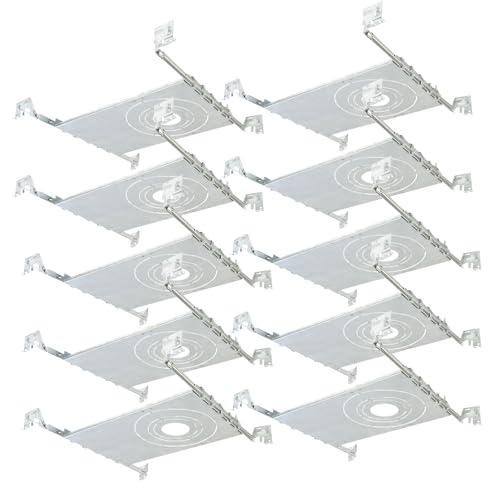 New Construction Mounting Plate, 3-4-6 Inch LED Recessed Lighting Kits, Extendable Hanger Bars - Shallow Recessed Light Housing - 10Pack