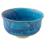 丸伊製陶 信楽焼 へちもん 抹茶茶碗 直径約14cm 露草 ブルー MR-3-4121