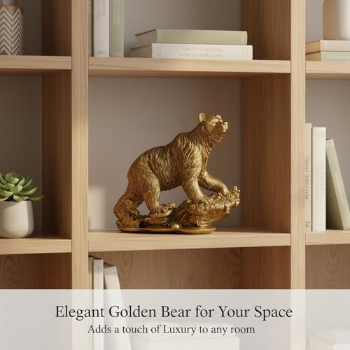 Estatua de oso dorado 7.5in para decoración de hogar miniatura 2