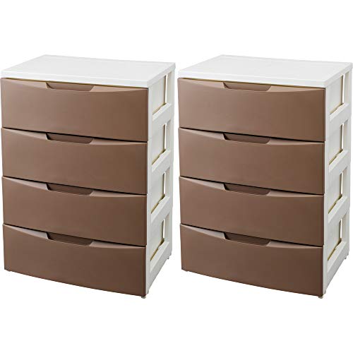 ルームチェスト 4段 RC-554 ホワイト/ブラウン 2個セット