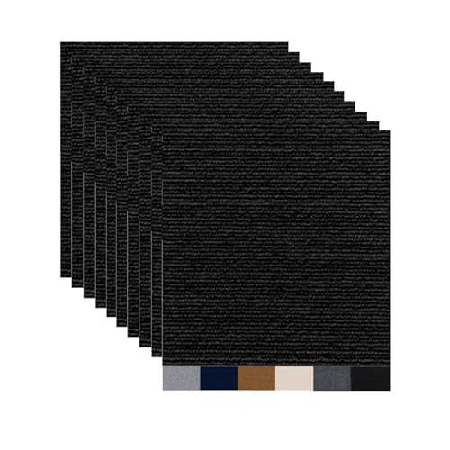 Hiseng Moqueta Adhesiva para el Suelo, Losetas de Moqueta Antideslizantes y Resistentes 30x30CM Losetas de Alfombra Autoadhesivas Baldosas Fáciles para Oficina, Sala de Estar (30 piezas,Negro)