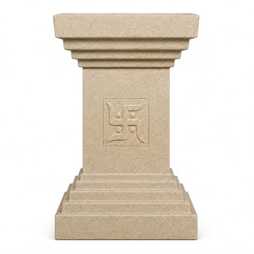 Image of Synergy Plast Tulsi Plant Pot for Indoor Outdoor Use (Sandstone) | Marble Finish Fiber Planter with Drainage Hole | Decorative Tulsi Gamla for Home Balcony Garden Terrace | Size:- 12X12X16 Inches
