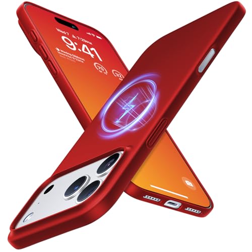 Image of TORRAS Magnetic Slim Fit for iPhone 17 Pro Case Thin Fit for MagSafe, Red