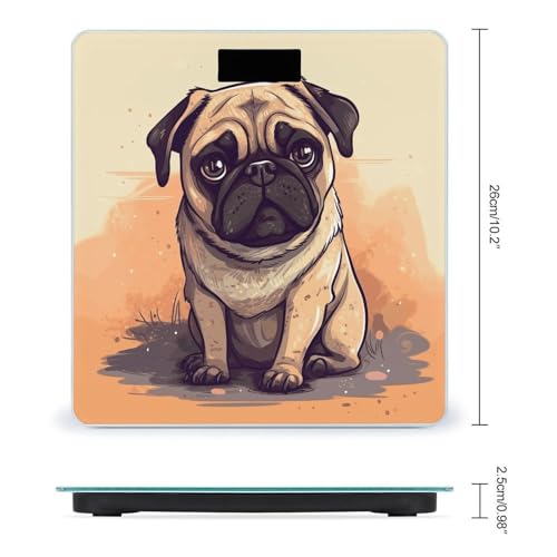 Báscula digital para baño con diseño Pug Cartoon miniatura 2