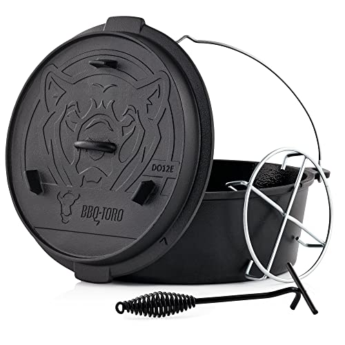 BBQ-Toro Horno Holandés Serie Emaillie | 13,6 litros | Dutch Oven | Asador con Levantador de Tapa,...