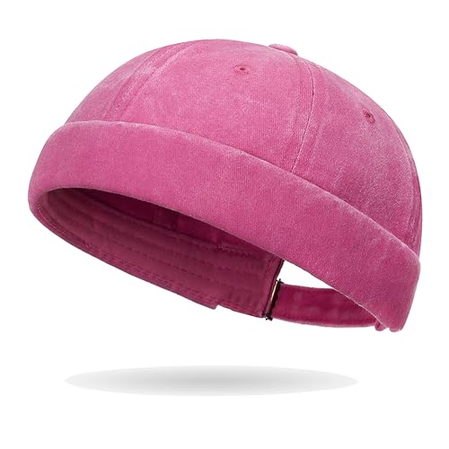 Image of Classic Vintage Style Solid Color Sailor brimless Skull hat Casual Washed Cotton Rolled Cuff Harbour Hat