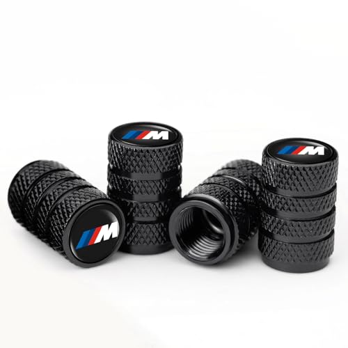 4pcs Tire Valve Stem Caps Compatible with BMW M 3 5 7 X1 X3 M3 M5 X1 X5 X6 Series Stem Cap Universal Car Air Cover Car Accessories for Cars SUV Truck Motorcycles Black