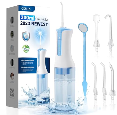 Water Dental Flosser Teeth Pick: Portable Cordless Oral Irrigator with Micro-Bubbles Tech 300ML Rechargeable Water Dental Flosser for Teeth Cleaning and Flossing IPX7 Waterproof Electric Teeth Flosser