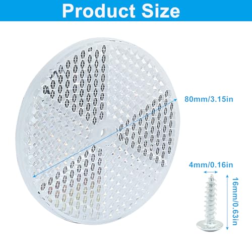 Image of 6 Pack White Round Reflector, Front Reflector with Mounting Screw, Safety Reflectors for Driveway, Trailer, Posts