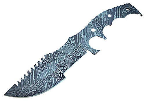 Poshland BB-17 Handmade Damascus Steel Blank Blade Full Tang Tracker Knife