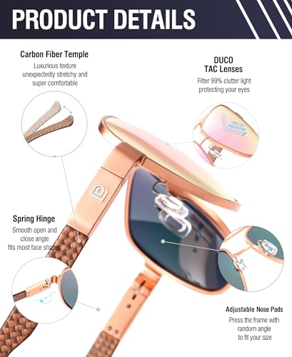 Image of DUCO Aviator Sunglasses for Men Women Carbon Fiber Polarized Sunglasses Men UV Protection for Driving Golf Fishing 3051