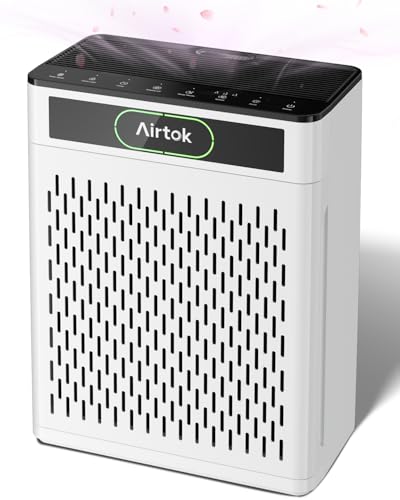 Air Purifiers for Home Large Room Up to 1848sq.ft, Airtok Air purifier for Home Pet, Washable Pre-Filter Air Quality Monitor HEAP Sleep Mode Air Cleaner for Bedroom, Dorm room, Office, AP3001 White