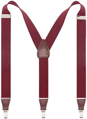 Men’s Y-shape 1.4 Inch Suspender -3 Metal Clips, Elastic Straps
