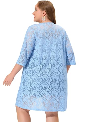 Image of Agnes Orinda Plus Size Cardigans for Women Lace Cardigan Lightweight Crochet 3 /4 Sleeve Cover Up Jacket