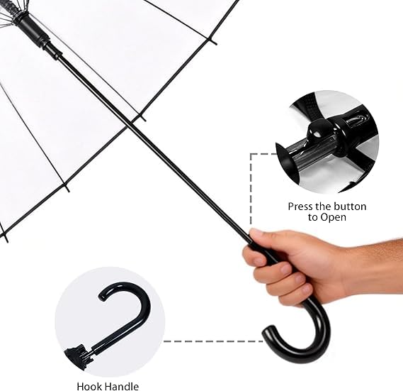 Image of ISABRELLA Transparent Umbrella For Rrain Big Size-White Dome 120CM Windproof Automatic Open Long Handle Rain Umbrella for Women & Men-Outdoor, Weddings, Travel，Daily