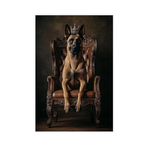 Malinois Royal Dog Poster Leinwand Poster Schlafzimmer Dekor Landschaft Büro Zimmer Dekor Geschenk 50 x 75 cm