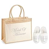  Varsany Hochzeit Luxus Mode Tote Jute Tasche mit Tasche und Hausschuh Set Braut, Junggesellinnenabschied, Geschenktüten Handgemacht, Taschen für Frauen, Reisen, Strand, Ehrenmädchen