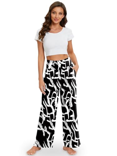 Image of Gracyoga Wide Leg Yoga Pants for Women Casual Loose Cozy Sweatpants High Waisted Lounge Pajama Flowy Pants With Pockets