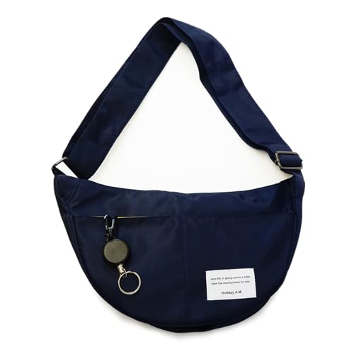 Image of Womens Mens Crossover Body Crescent Hobo Sling Half Moon Purse Shoulder Bag (Navy)