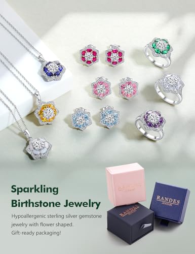 Sterling Silver Flower Shaped Stud Earrings for Women Trendy Six Leaf Clover Earrings Ruby/Sapphire/Emerald Stone Diamond Statement Studs Birthstone Anniversary Jewelry4